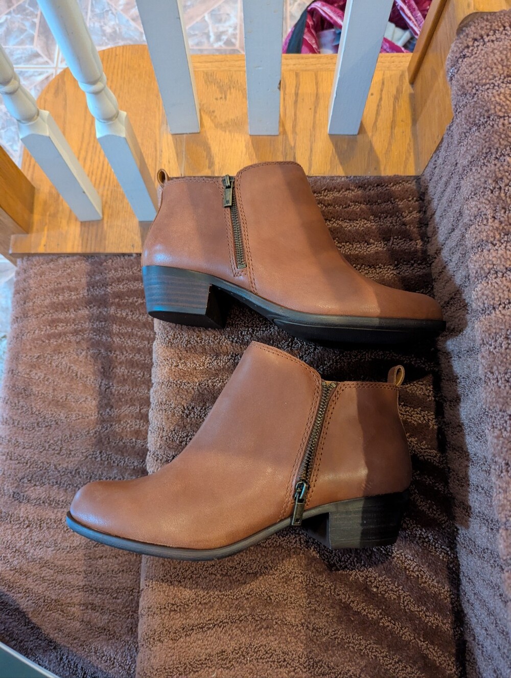 Lucky Women's Brown Ankle Booties with Side Zipper NWOT
